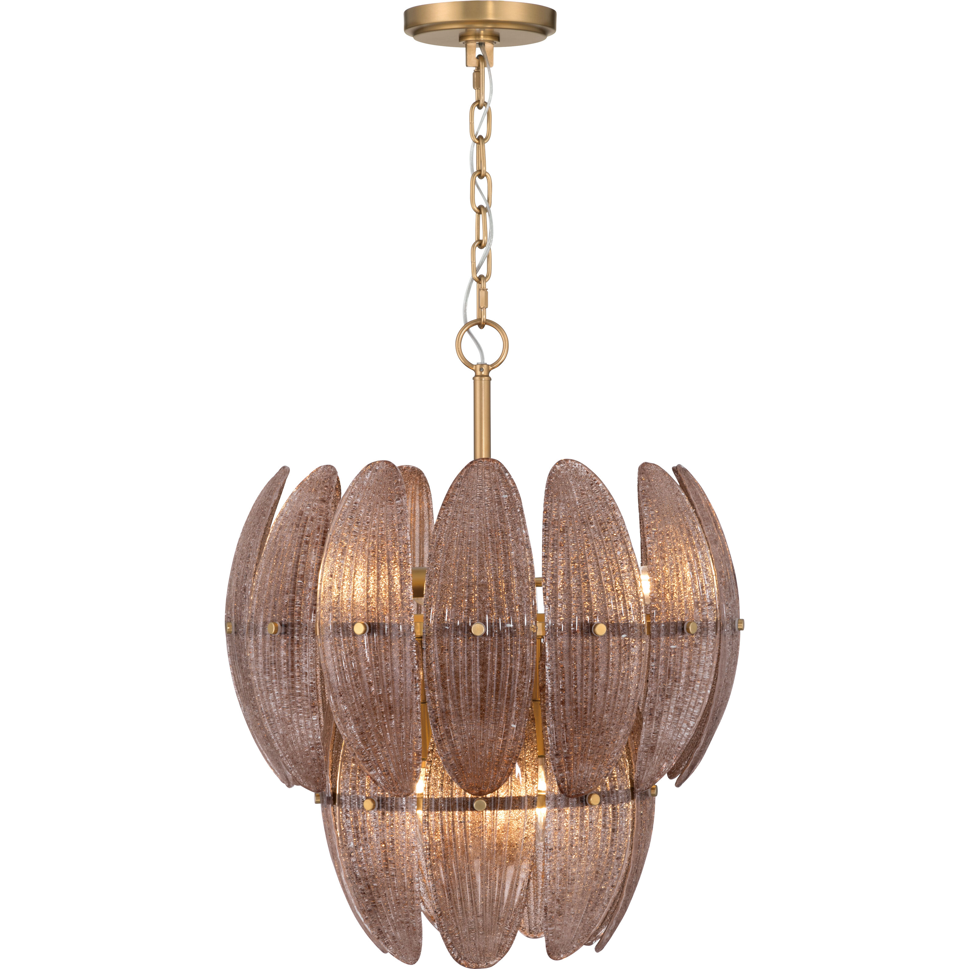 Marclaire 6 Light 19.75 inch Legacy Brass Pendant Ceiling Light in Brown Textured Handmade Glass