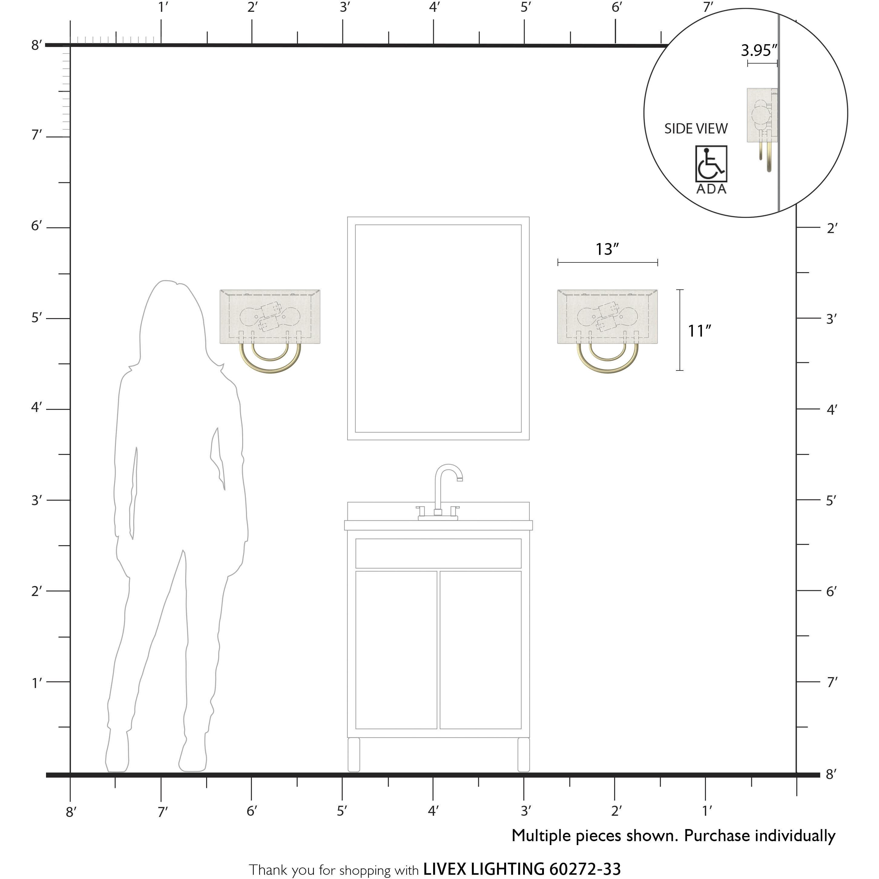 Stratton 2 Light 13 inch Soft Gold ADA Wall Sconce Wall Light