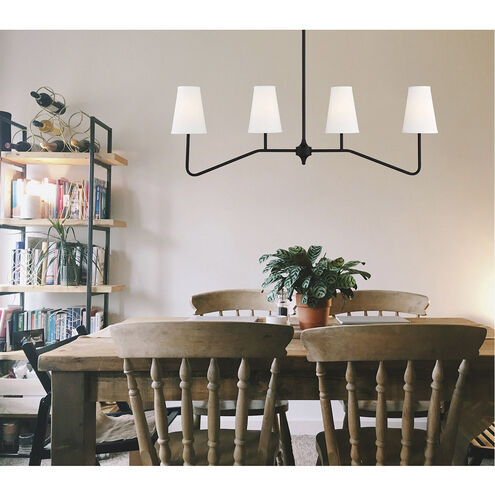 Modern 4 Light 40 inch Matte Black Linear Chandelier Ceiling Light