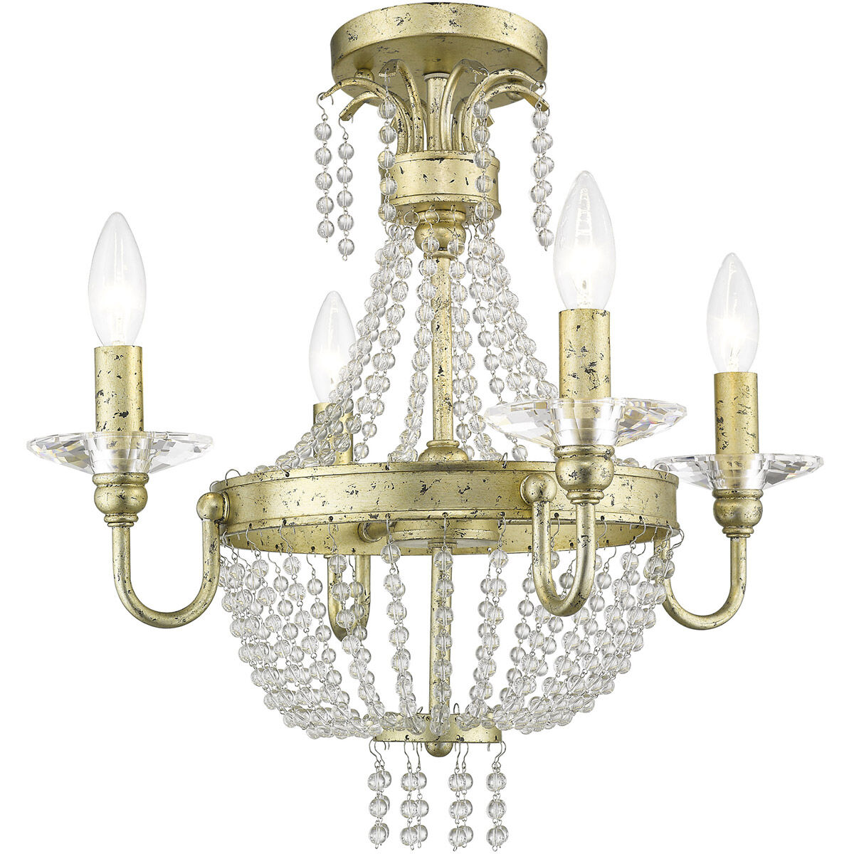 Valentina 4 Light 18 inch Hand Applied Winter Gold Convertible Mini Chandelier/Ceiling Mount Ceiling Light