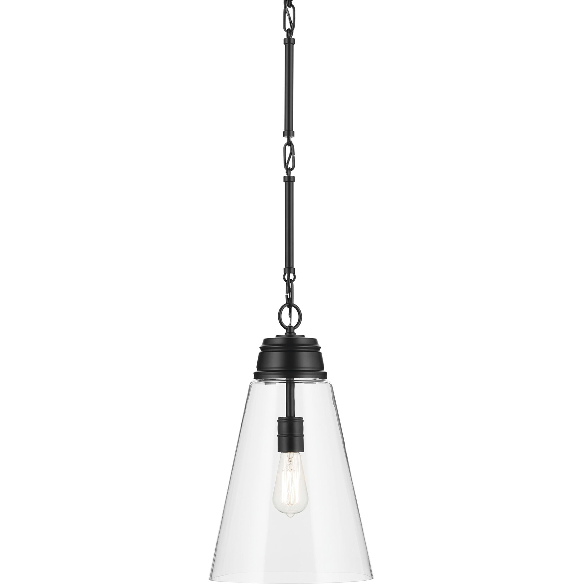 Marsailli 1 Light Black Pendant Ceiling Light in Clear, Medium
