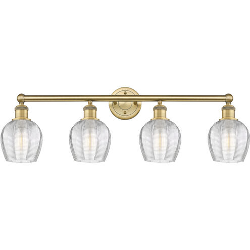 Norfolk 4 Light 32.75 inch Brushed Brass Bath Vanity Light Wall Light in Clear