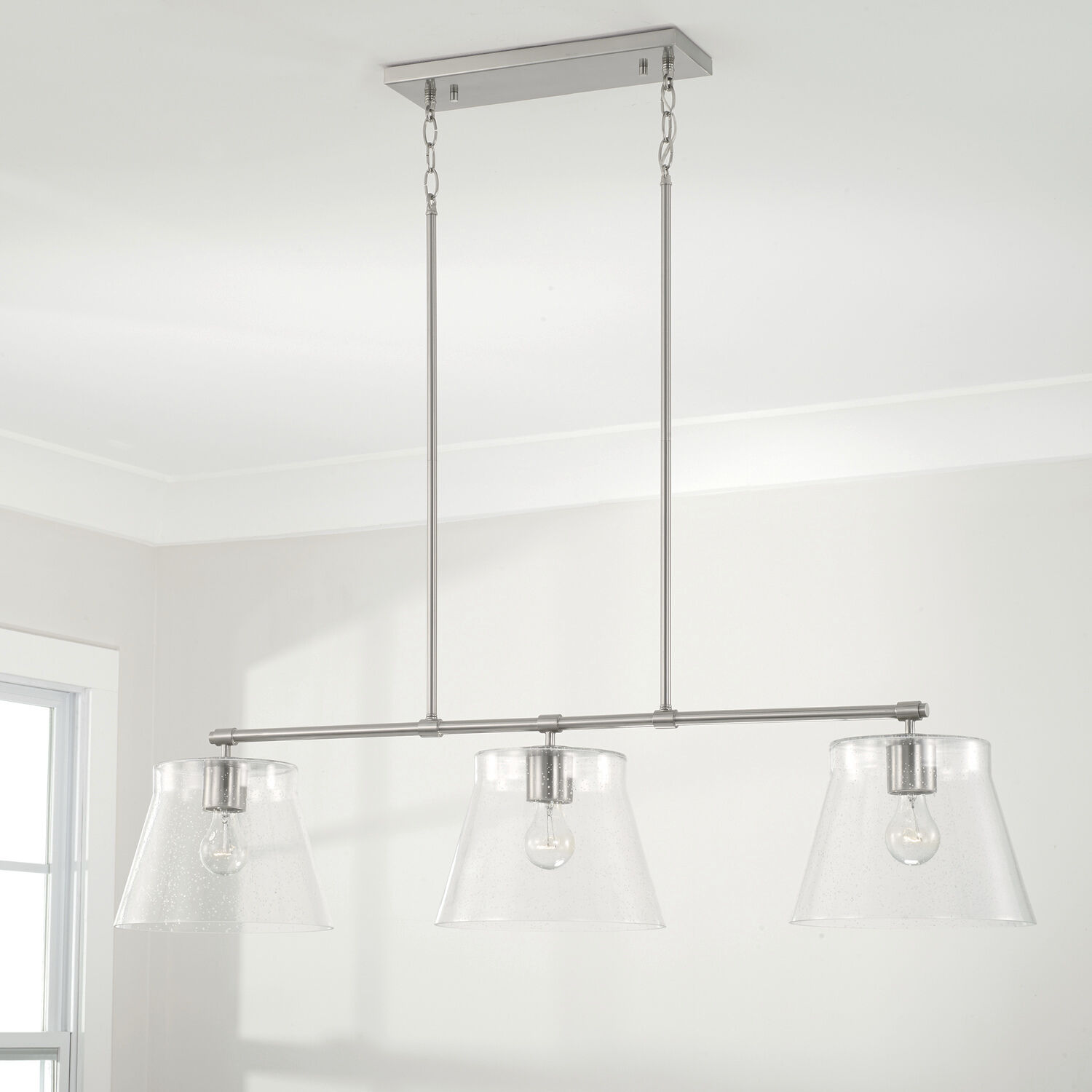 Baker 3 Light 44.5 inch Brushed Nickel Island Ceiling Light