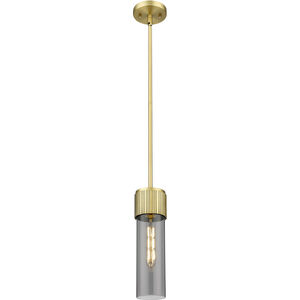 Bolivar 1 Light 4 inch Brushed Brass Pendant Ceiling Light in Plated Smoke Glass