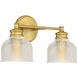 Transitional 2 Light 16 inch Natural Brass Bathroom Vanity Light Wall Light