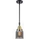 Franklin Restoration Small Bell 1 Light 5 inch Black Antique Brass Mini Pendant Ceiling Light in Plated Smoke Glass
