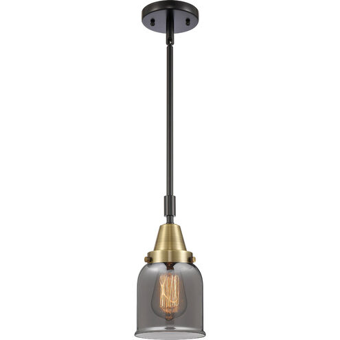 Franklin Restoration Small Bell 1 Light 5 inch Black Antique Brass Mini Pendant Ceiling Light in Plated Smoke Glass