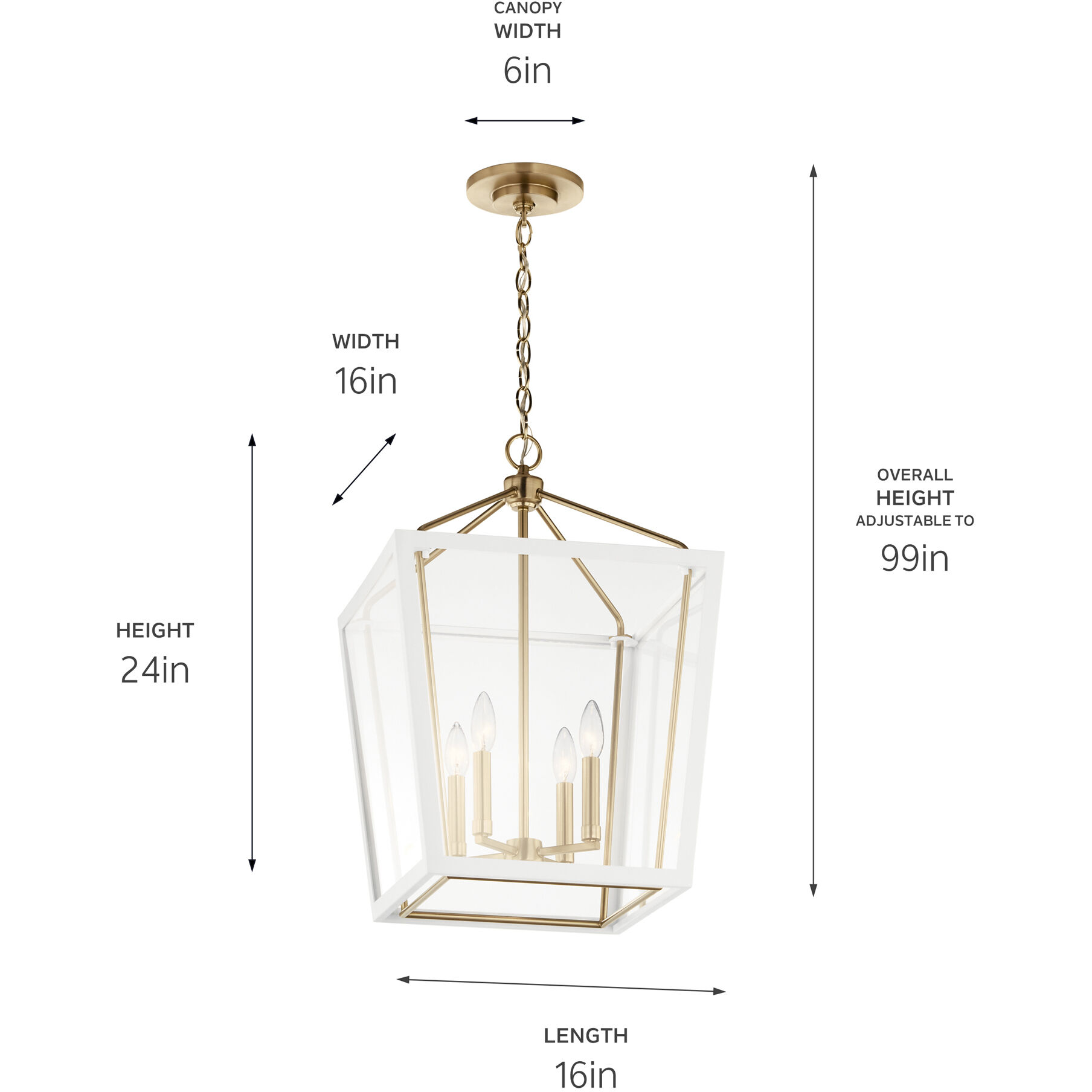 Delvin 4 Light 16 inch Champagne Bronze with White Foyer Pendant Ceiling Light