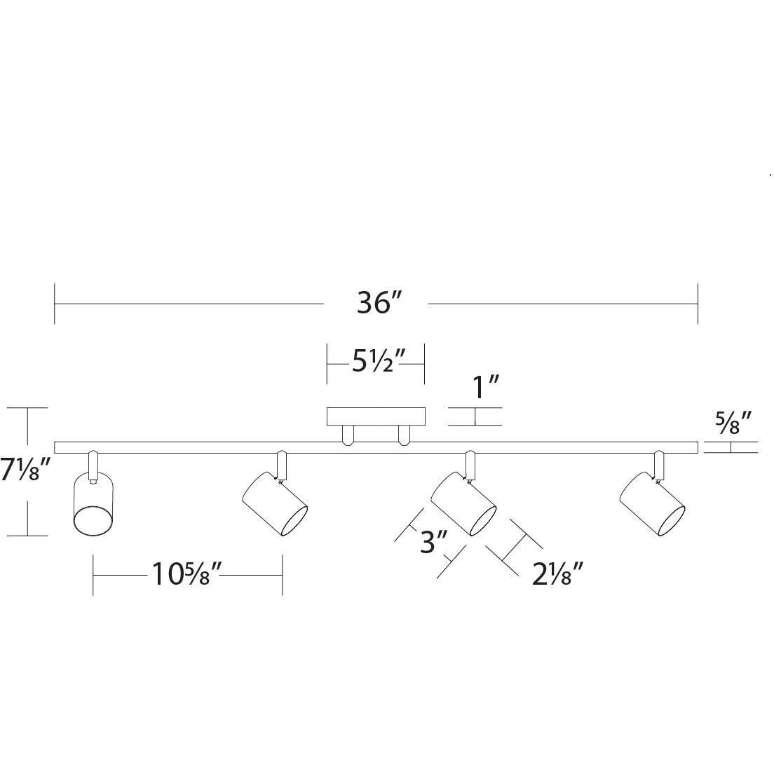 Pipe 4 Light 120 Brushed Nickel Track Lighting Ceiling Light, WAC Limited