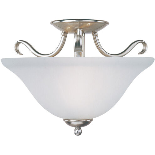 Basix 2 Light 14 inch Satin Nickel Semi-Flush Mount Ceiling Light