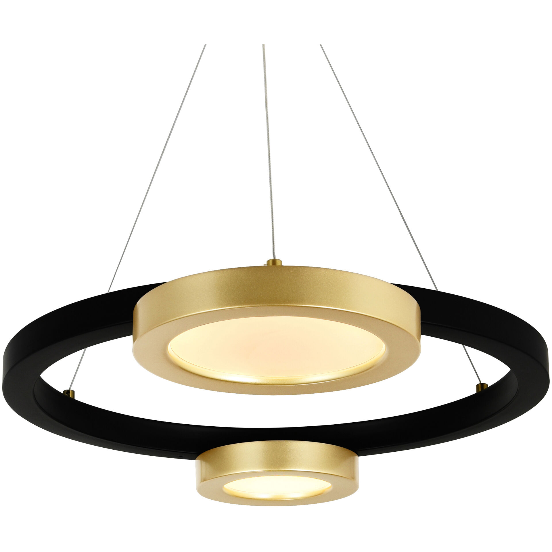 Deux Lunes LED 20 inch Brass and Pearl Black Island/Pool Table Light Ceiling Light