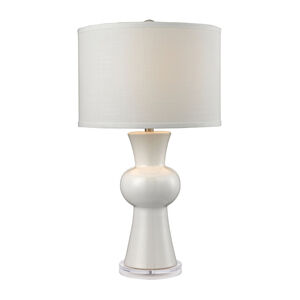 Perth 28 inch 150.00 watt Gloss White with Clear Table Lamp Portable Light
