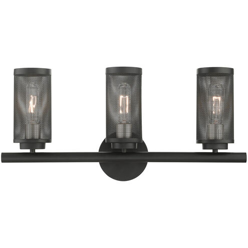 Industro 3 Light 24 inch Black with Brushed Nickel Accents Vanity Sconce Wall Light