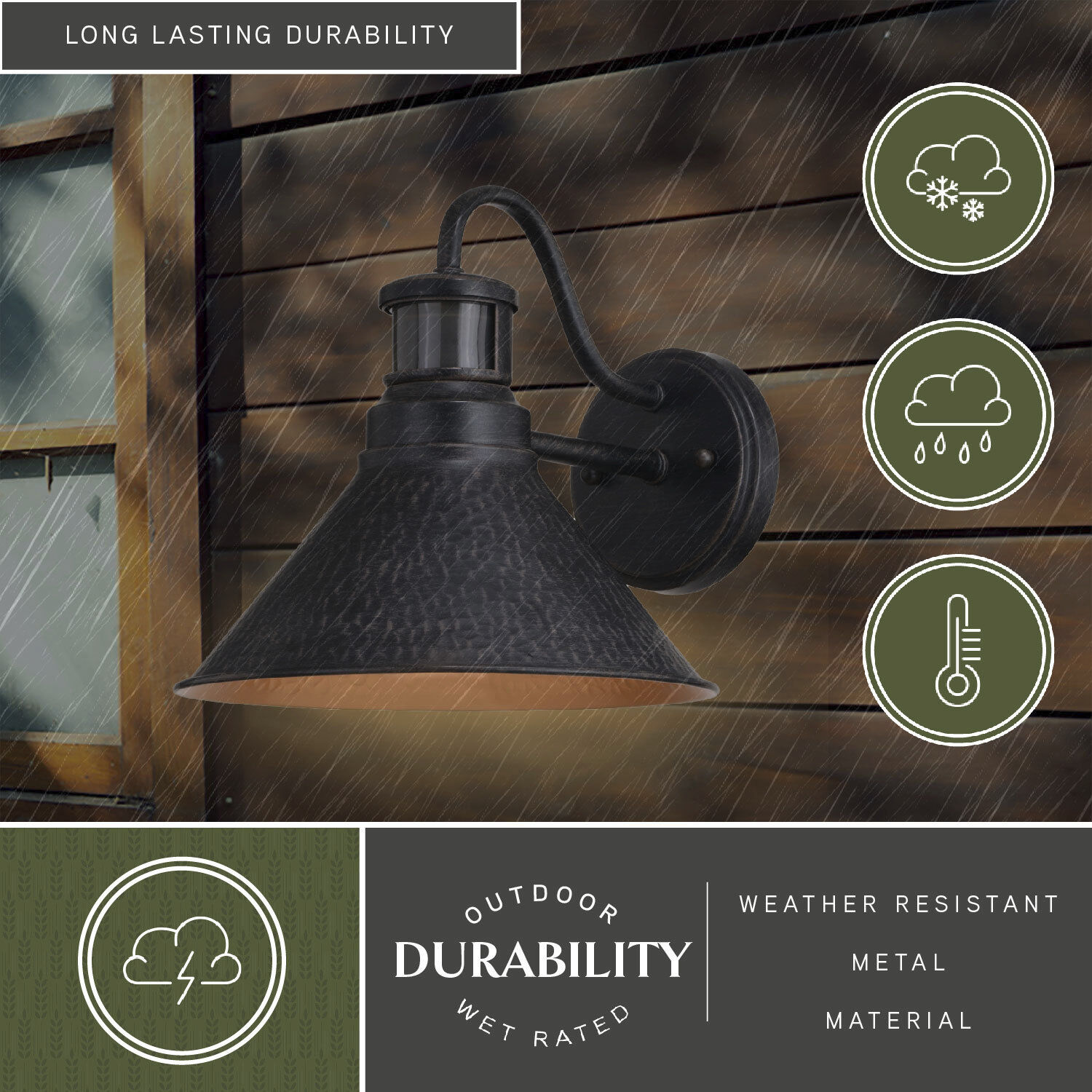Outland Aged Iron and Light Gold Outdoor Motion Sensor