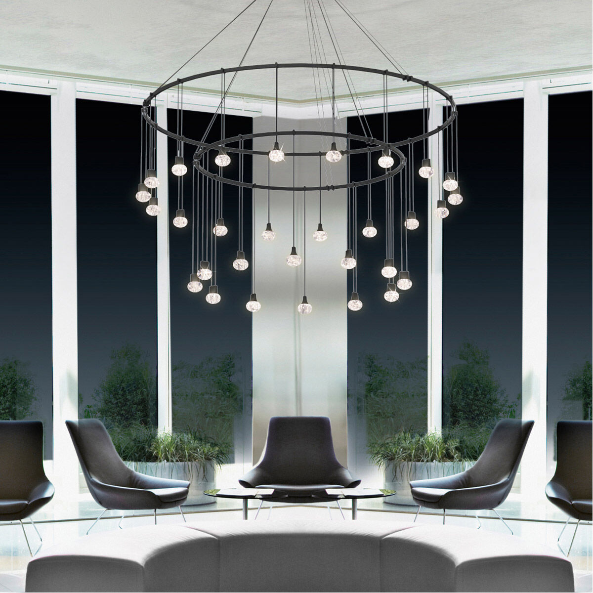 Suspenders LED 48 inch Satin Black Pendant Ceiling Light