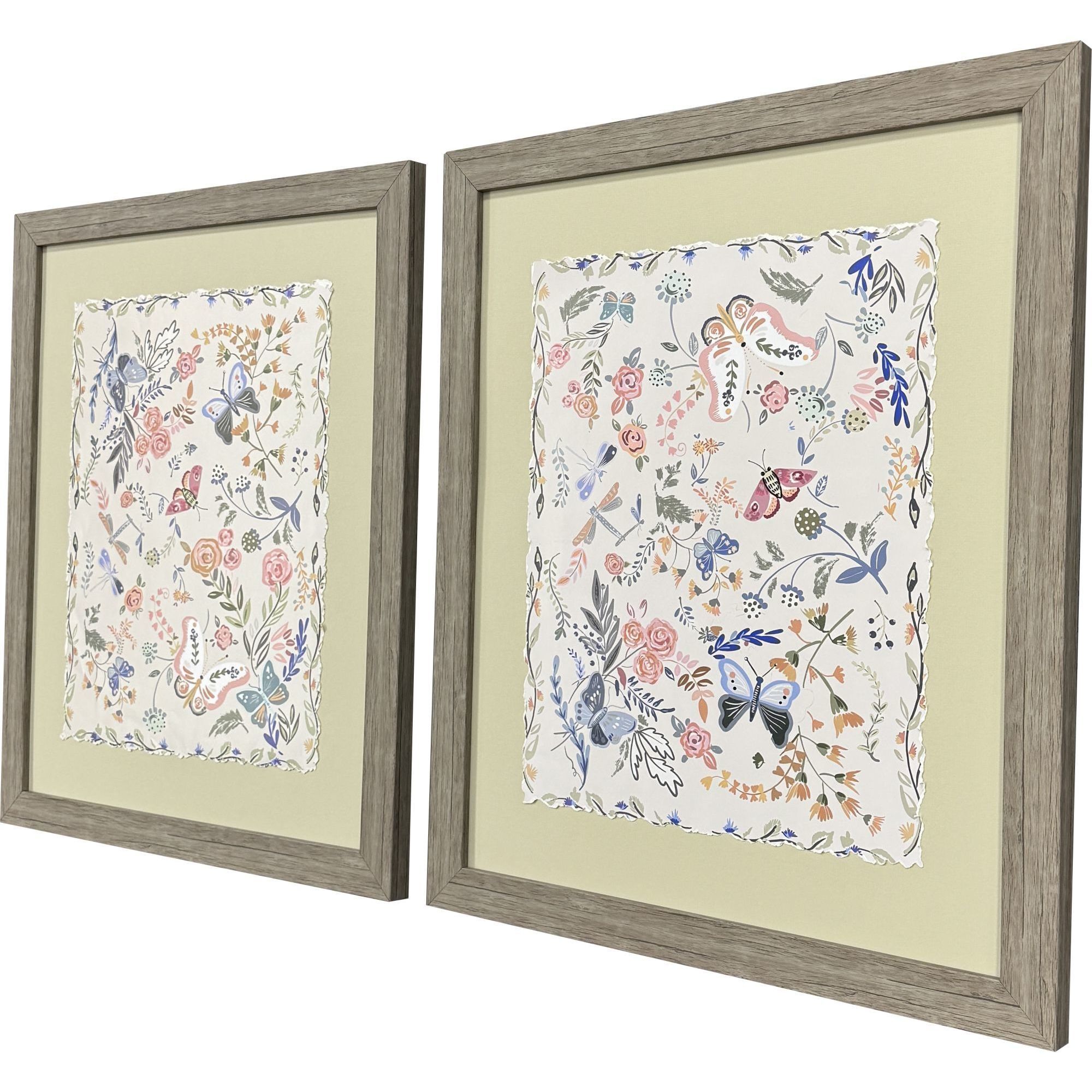 Garden Friends Blue and Green and Pink and Orange Framed Art, Propac