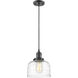 Franklin Restoration Bell 1 Light 8 inch Oil Rubbed Bronze Mini Pendant Ceiling Light in Incandescent, Clear Deco Swirl