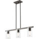 Clarion 3 Light 30 inch Black Chrome Linear Chandelier Ceiling Light