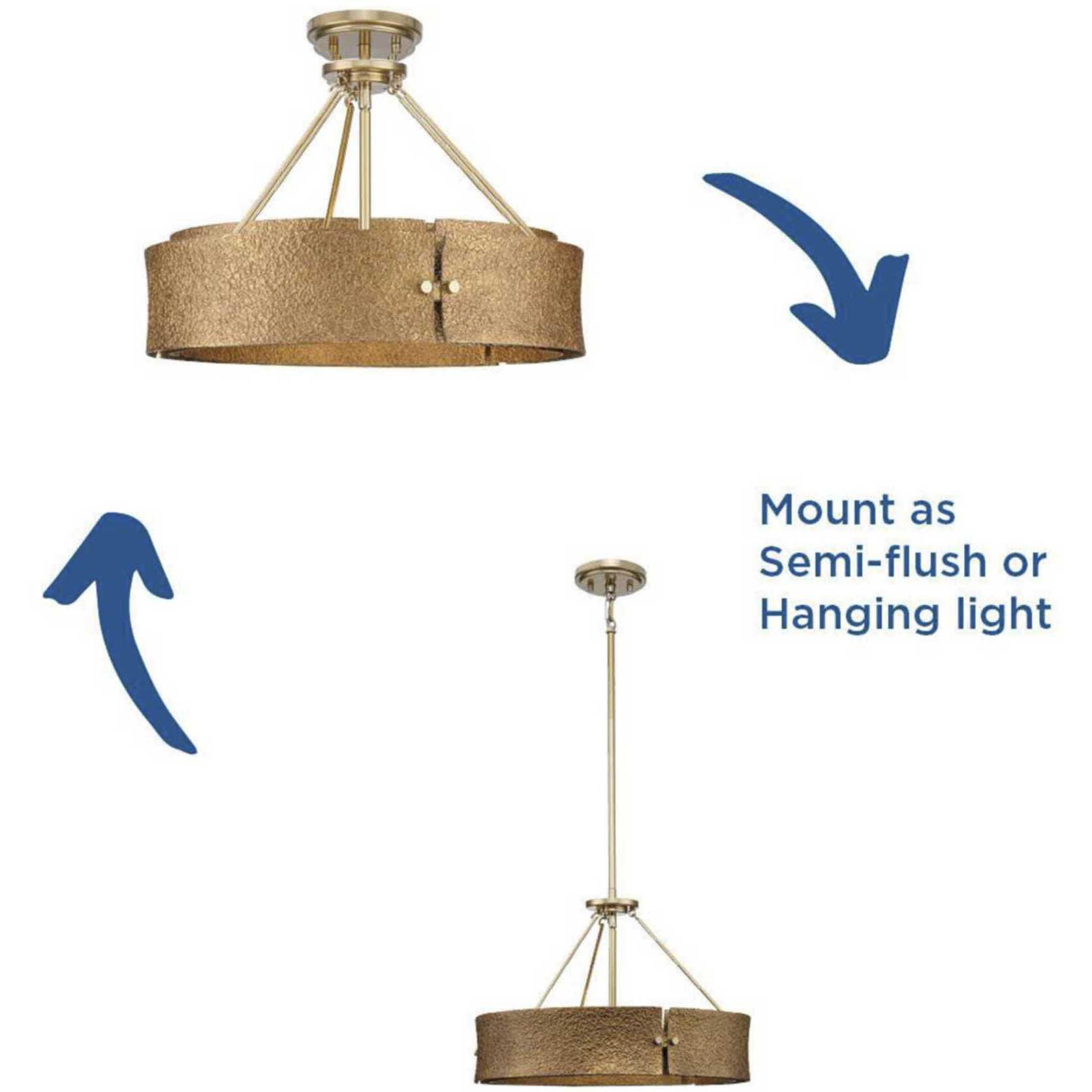 Lusail 4 Light 19 inch Soft Gold Pendant Ceiling Light, Design Series