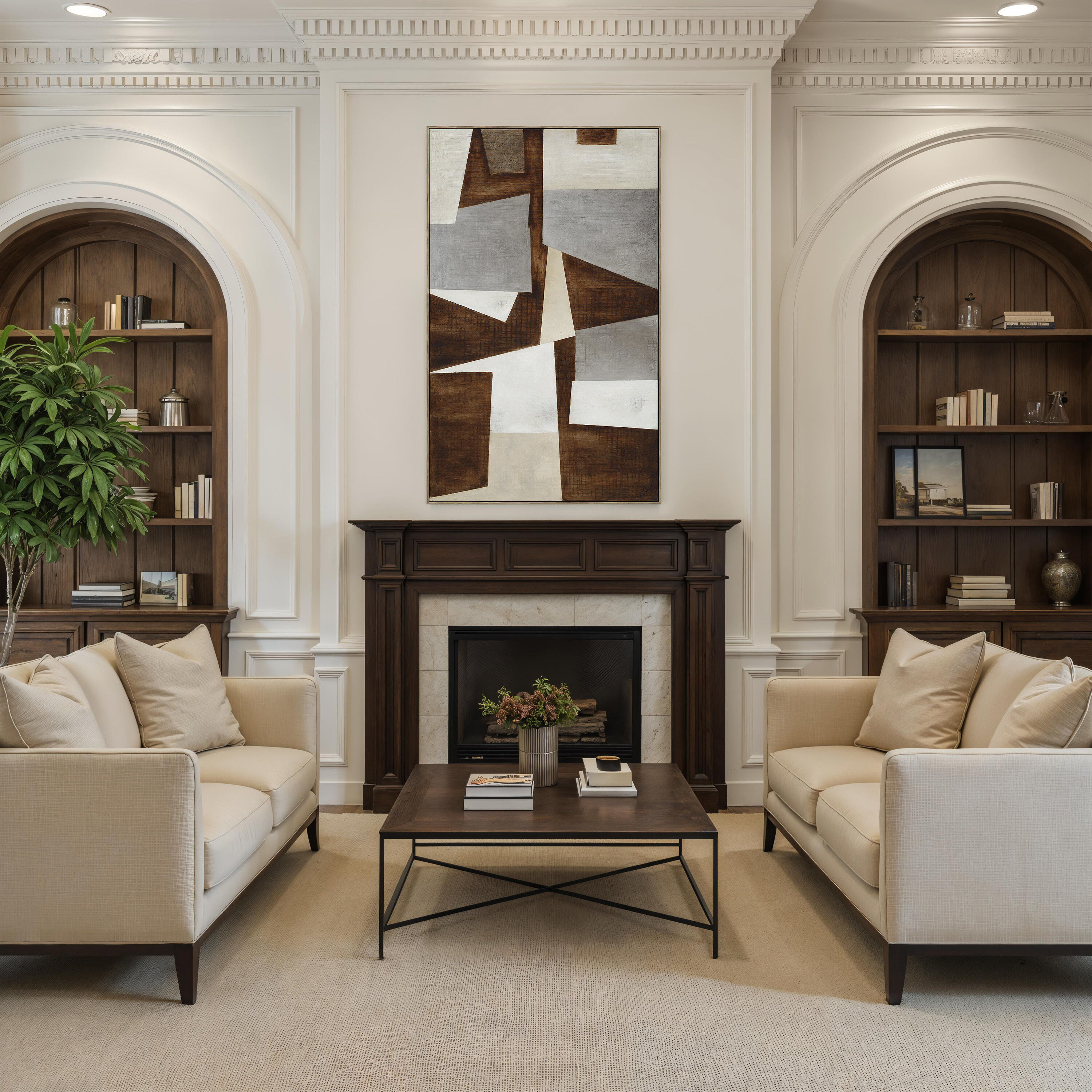 Cannella Multicolor and Medium Walnut Canvas Art