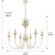 Lillianne 6 Light 33.75 inch Antique Ivory Chandelier Ceiling Light