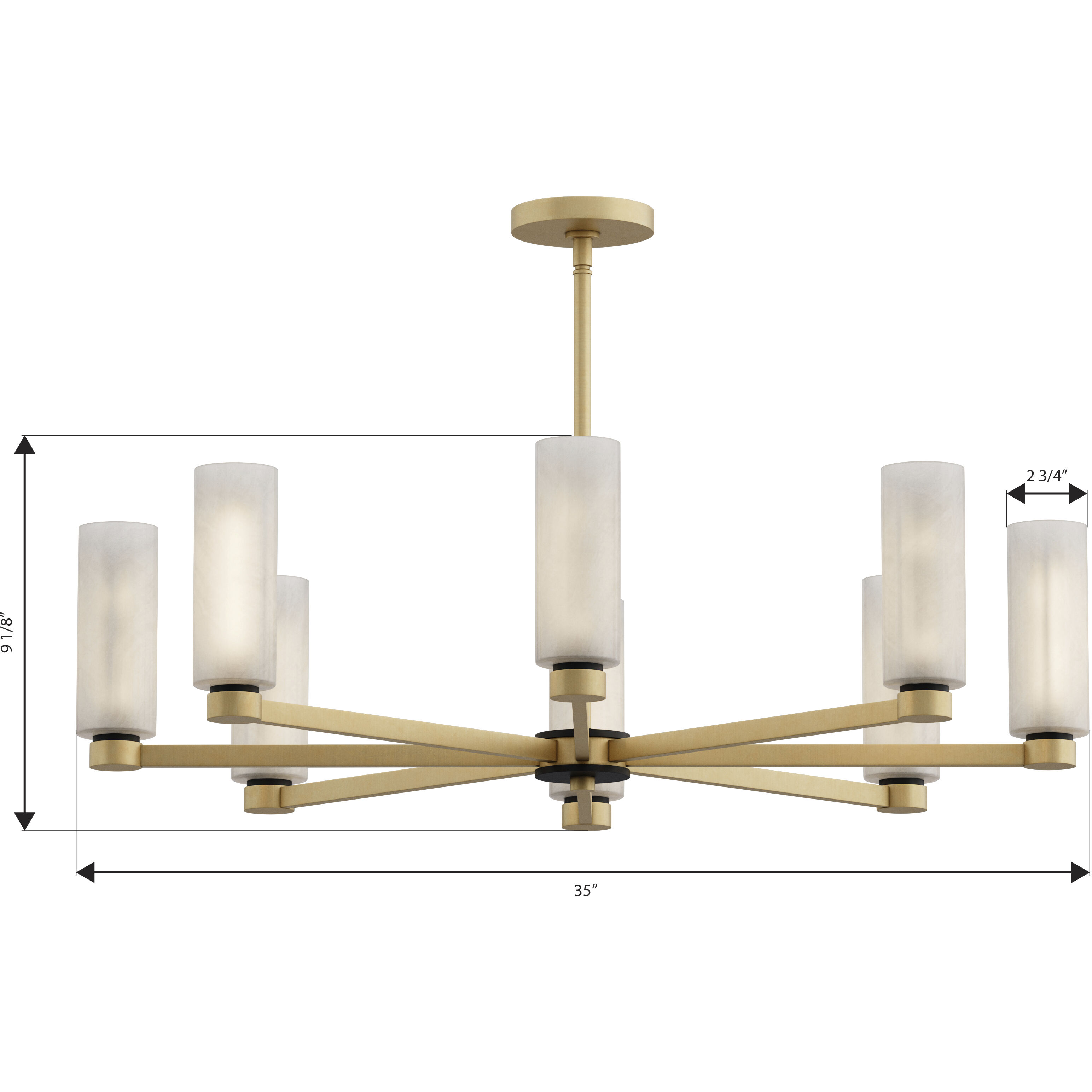 Wexmere 8 Light 35 inch Legacy Brass and Dark Matte Black Chandelier Ceiling Light
