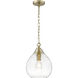 Ariella Pendant Ceiling Light in Brushed Champagne Brass, Clear Hammered, Small