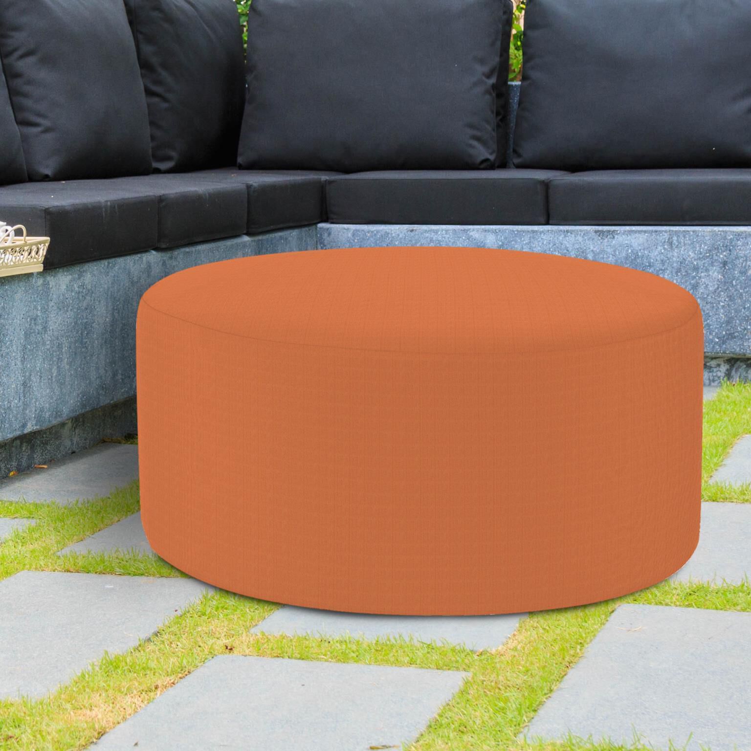 Universal 18 inch Seascape Canyon Outdoor Round Ottoman with Slipcover