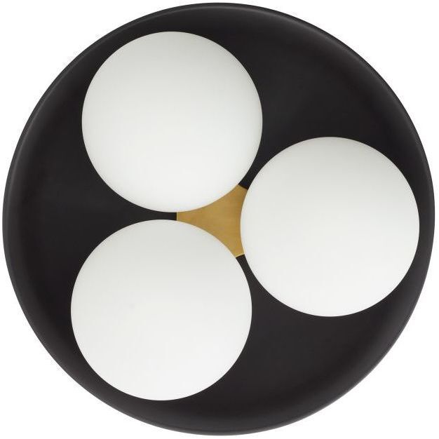 Glaze 3 Light 19 inch Antique Brass and Matte Black Ceramic Flush Mount Ceiling Light, Large