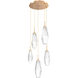 Aalto LED 19.8 inch Novel Brass Chandelier Ceiling Light in 3000K LED, Optic Rib Clear, Round Multi-Port