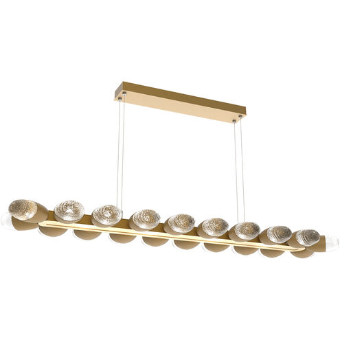 Pebble LED Gilded Brass Linear Pendant Ceiling Light in 2700K LED