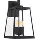 Halifax 4 Light 16 inch Matte Black and Glass Outdoor Wall Lantern, Large