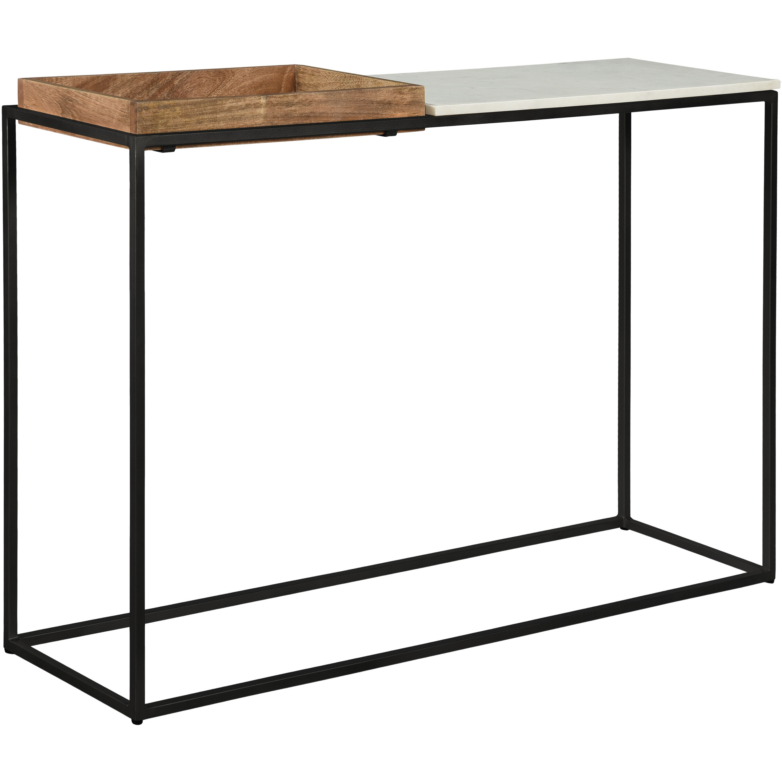 Norman 48 X 12 inch White with Natural and Black Console Table