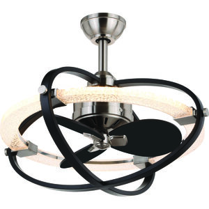 Galileo 7.72 inch Satin Nickel and Black with Matte Black Blades Ceiling Fan