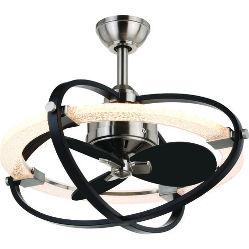 Galileo 7.72 inch Satin Nickel and Black with Matte Black Blades Ceiling Fan