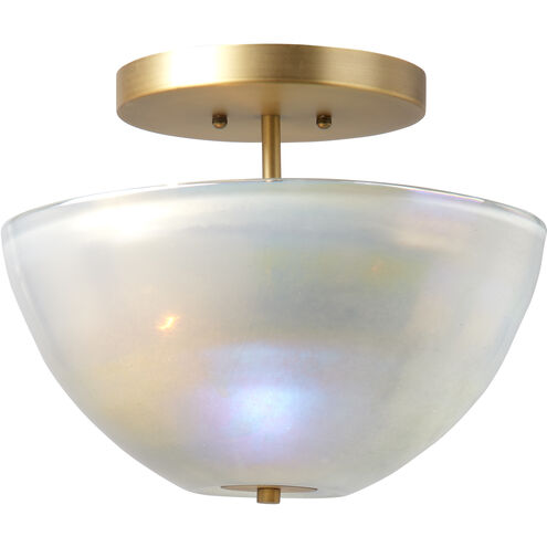 Vapor 2 Light 14 inch Antique Brass Bowl Semi-Flush Mount Ceiling Light