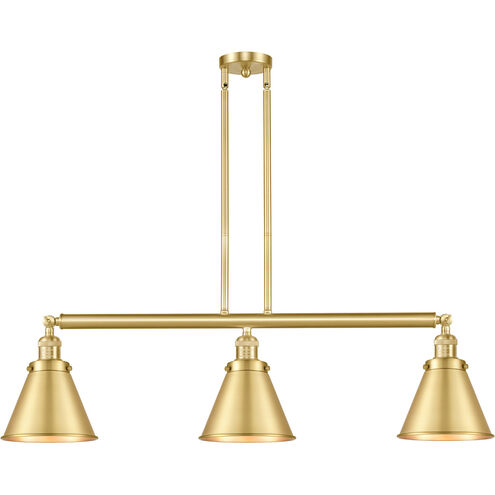 Franklin Restoration Appalachian 3 Light 40 inch Satin Gold Island Light Ceiling Light, Franklin Restoration