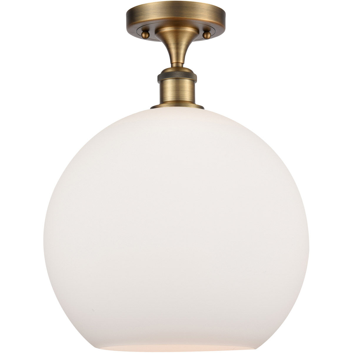 Ballston Athens 1 Light 12 inch Brushed Brass Semi-Flush Mount Ceiling Light in Matte White Glass