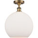Ballston Athens 1 Light 12 inch Brushed Brass Semi-Flush Mount Ceiling Light in Matte White Glass