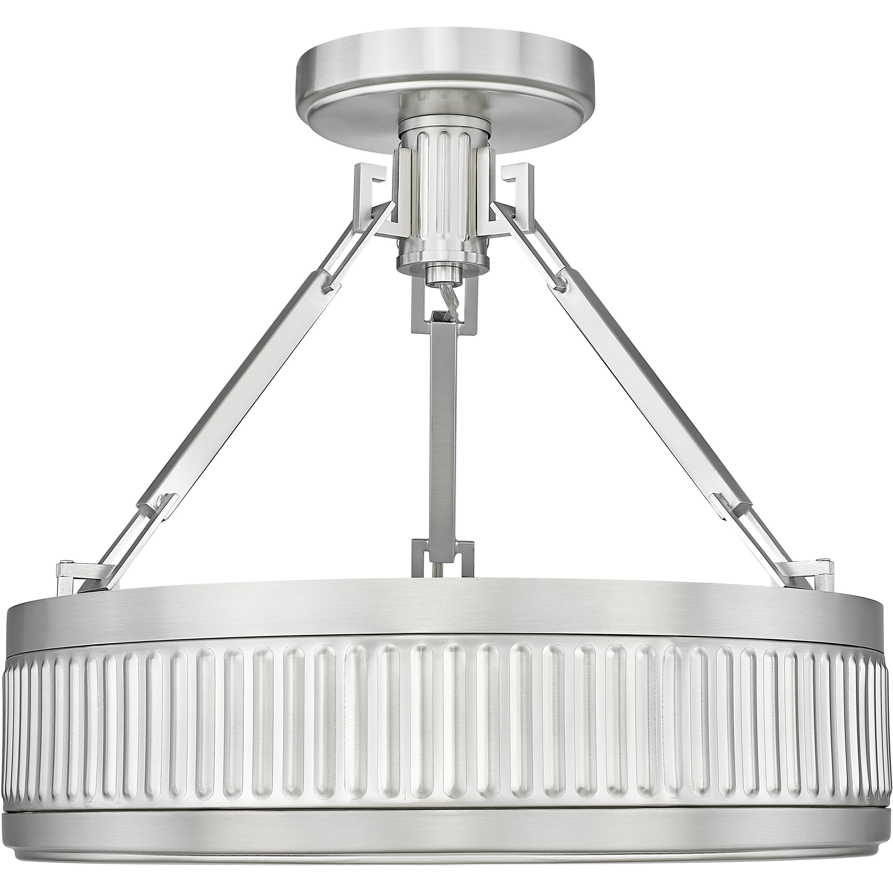 Quinn LED 15 inch Satin Nickel Semi Flush Mount Ceiling Light