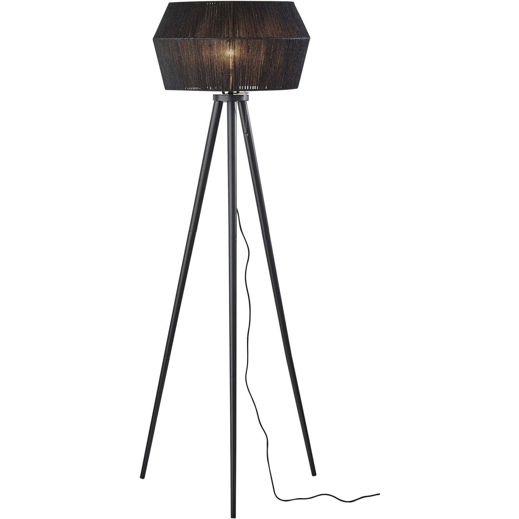 Montana 61 inch 150.00 watt Black Wood Floor Lamp Portable Light