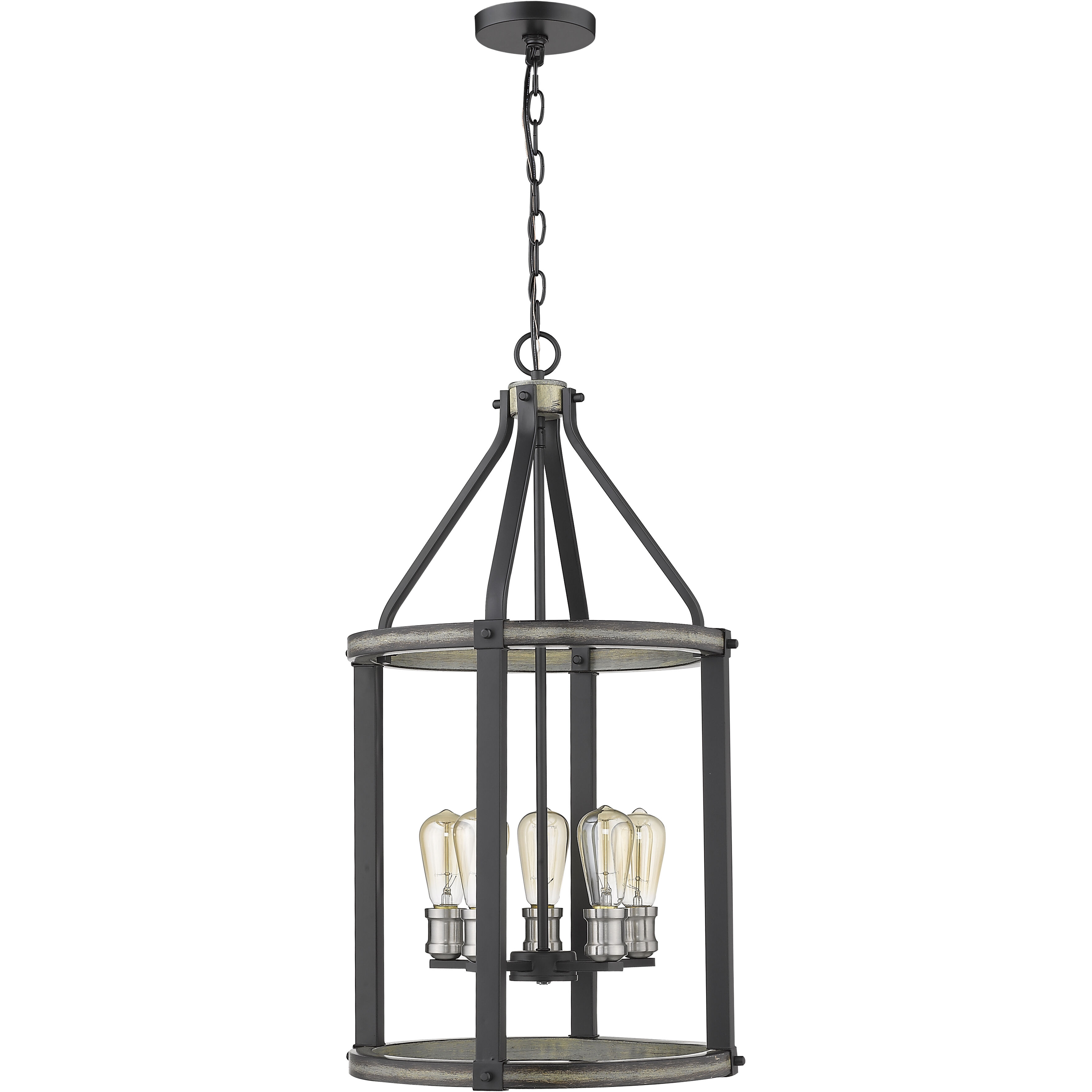 Kirkland 5 Light 16 inch Ashen Barnboard Chandelier Ceiling Light