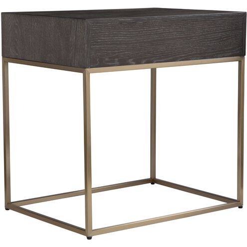 Armistead 25 X 25 inch Dark Walnut and Brushed Brass Side Table