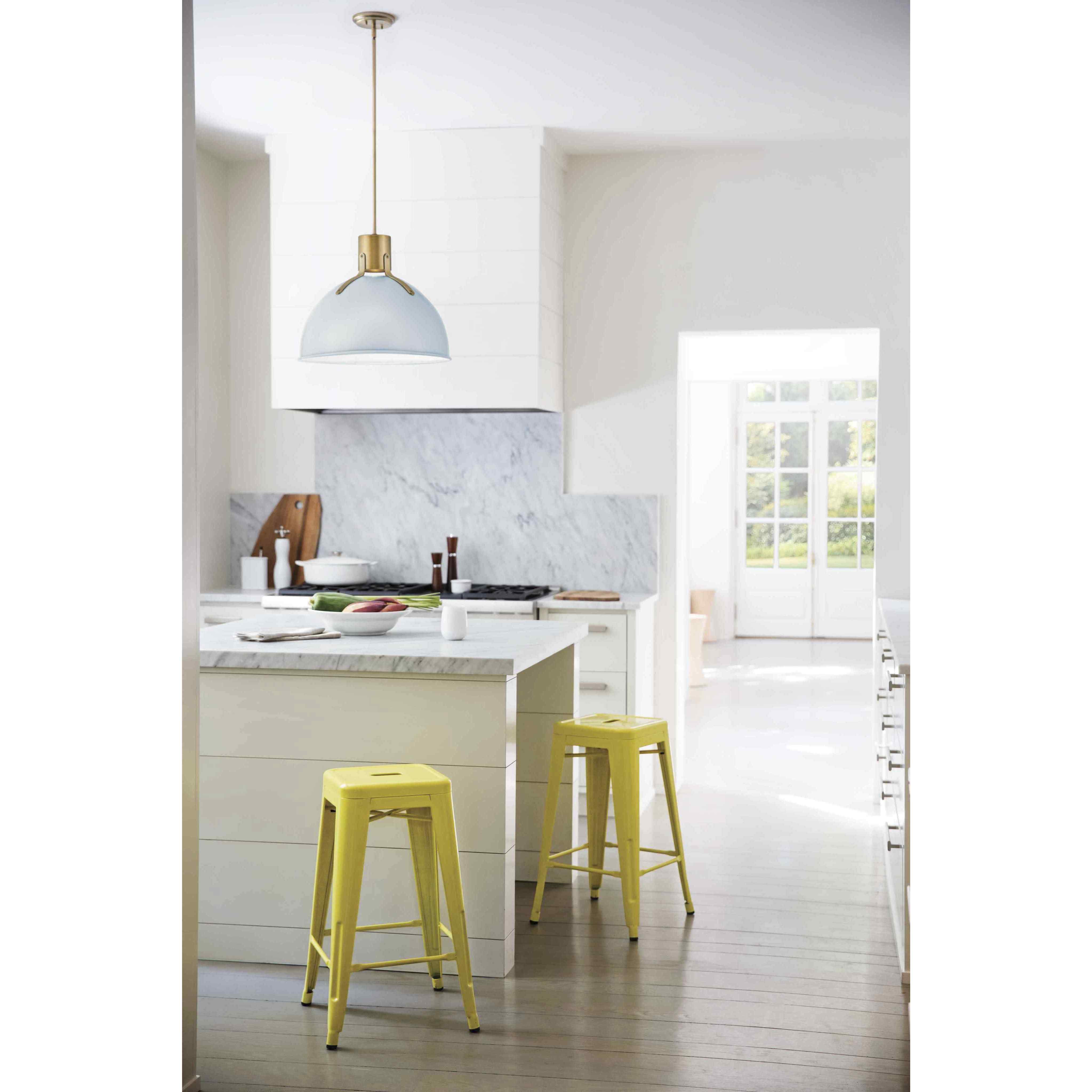 Argo LED 20 inch Polished White with Lacquered Brass Indoor Pendant Ceiling Light