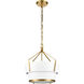 Marin 1 Light 14 inch Satin Brass with White Pendant Ceiling Light