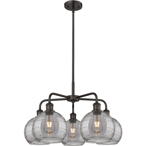 Ballston Athens Deco Swirl 5 Light 26 inch Oil Rubbed Bronze Stem Hung Chandelier Ceiling Light