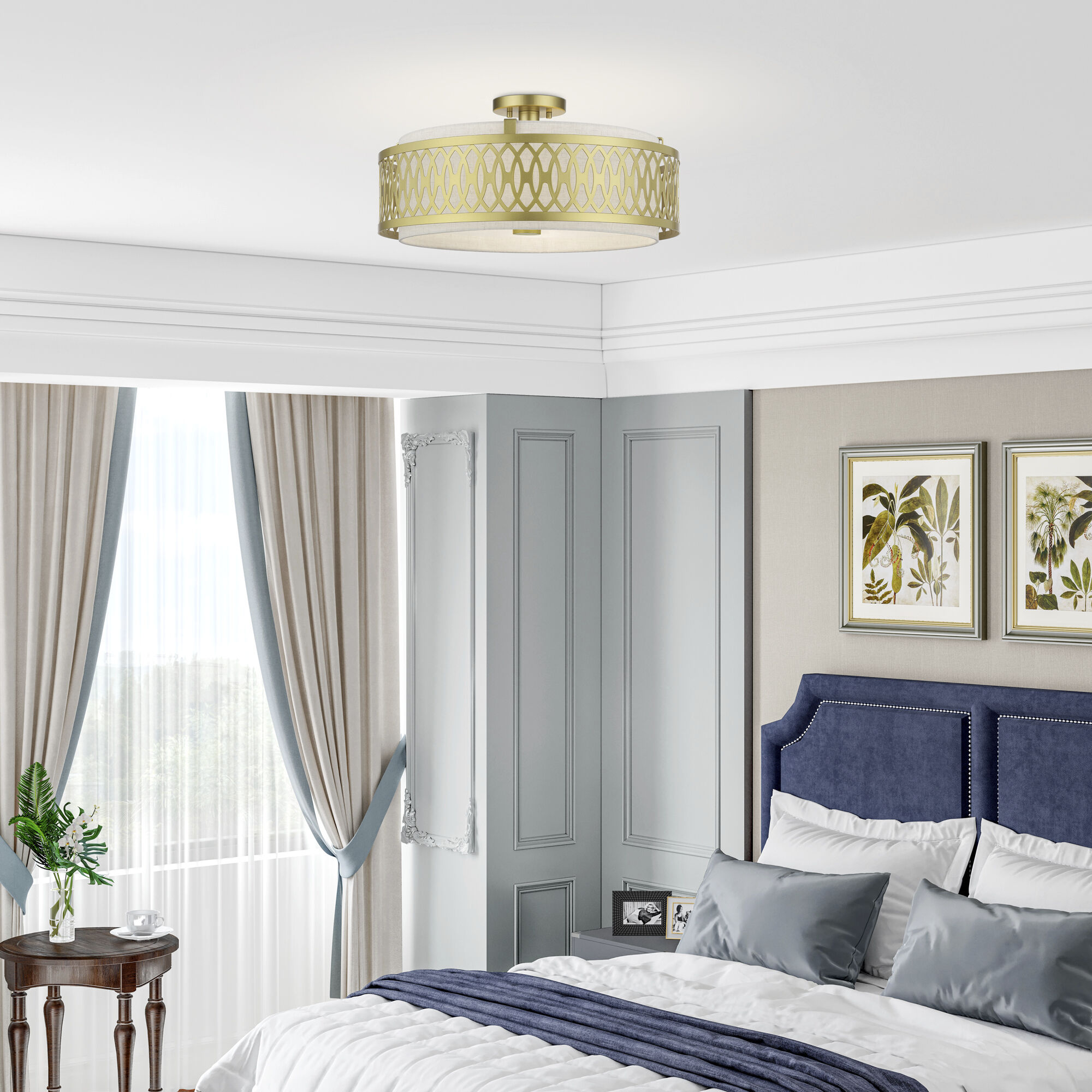 Vistaview 4 Light 21 inch Soft Gold Semi-Flush Ceiling Light