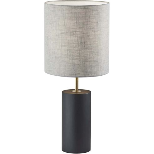 Dean 31 inch 100.00 watt Black Poplar Wood with Antique Brass Accent Table Lamp Portable Light