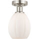 Edison Eaton 1 Light 6 inch Brushed Satin Nickel Semi-Flush Mount Ceiling Light in Matte White Glass