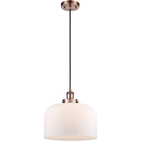 Ballston X-Large Bell 1 Light 12 inch Antique Copper Mini Pendant Ceiling Light in Matte White Glass